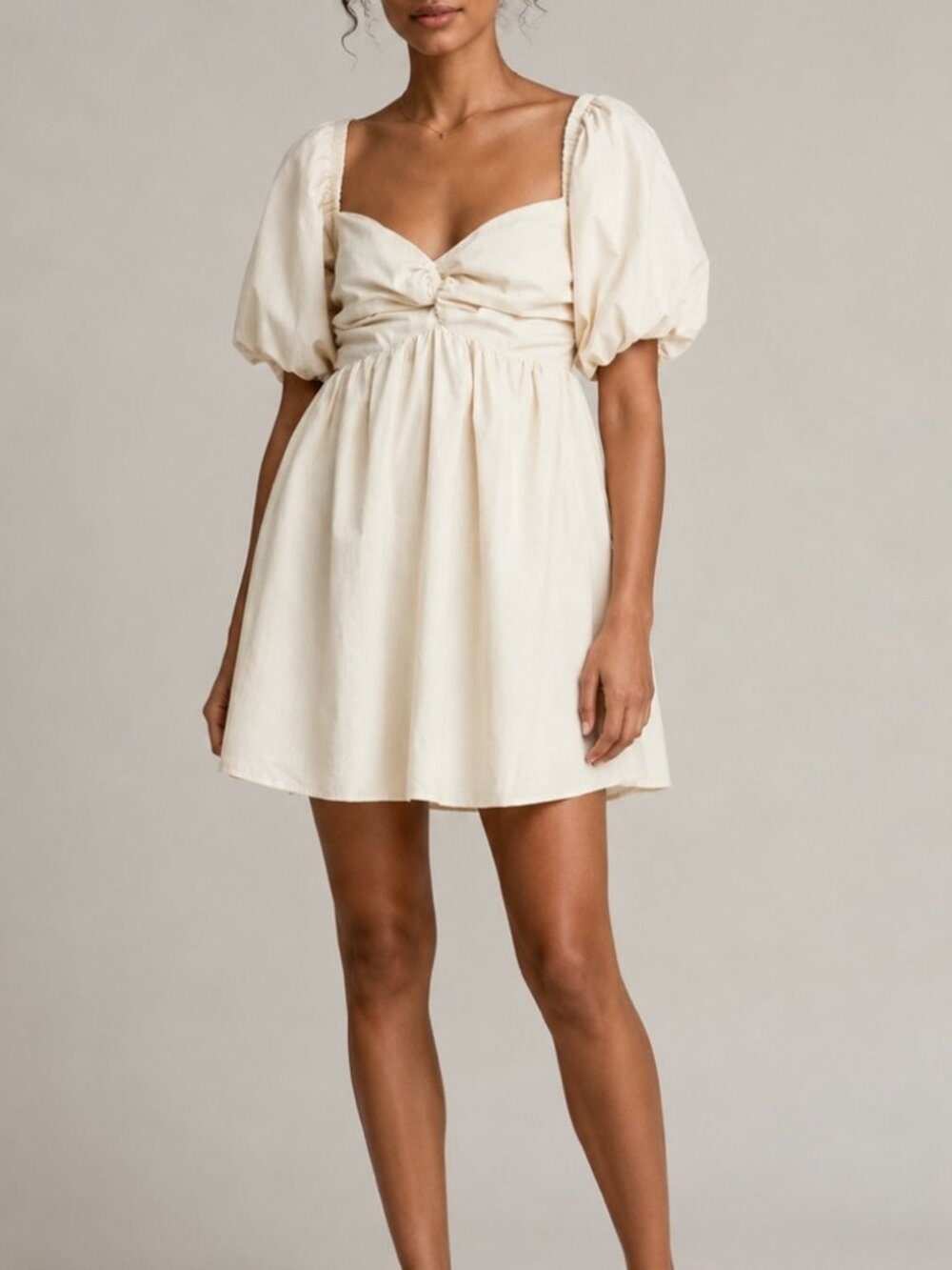 NWT En Saison Poplin Babydoll Dress in Cream  - Size S